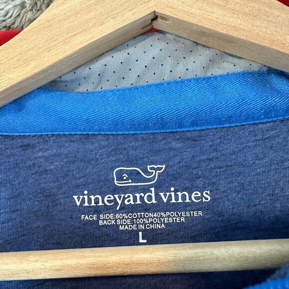 Vineyard Vines Performance Shep Shirt Pullover 1/4 Zip Colorblock Red Blue L - Picture 7 of 9